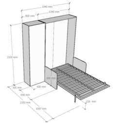 Armoire Lit 120x190 Cm Avec Canapé Et Colonne De Rangement Bois Noyer Kanto -Pas Cher Lit Magasin armoire lit 120x190 cm avec canape et colonne de rangement bois noyer kanto 3666722813020 1318623