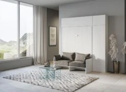 Armoire Lit 120x190 Cm Escamotable Avec Colonne De Rangement Et éléments Hauts Avec Mobilier Bois Frêne Blanc Kanto -Pas Cher Lit Magasin armoire lit 120x190 cm escamotable avec colonne de rangement et elements hauts avec mobilier bois frene blanc kanto 3666722857147 691317