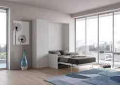 Armoire Lit 160x190 Cm Avec Canapé Et Colonne De Rangement Bois Blanc Kanto -Pas Cher Lit Magasin armoire lit 160x190 cm avec canape et colonne de rangement bois blanc kanto 3666722812931 1318664