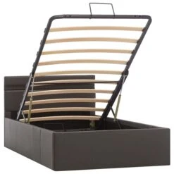Cadre De Lit à Rangement Avec LED Gris Similicuir 90x200 Cm -Pas Cher Lit Magasin cadre de lit a rangement avec led gris similicuir 90x200 cm 3666722495493 632730