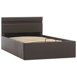 Cadre De Lit à Rangement Avec LED Gris Similicuir 90x200 Cm -Pas Cher Lit Magasin cadre de lit a rangement avec led gris similicuir 90x200 cm 3666722495493 632731