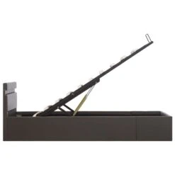 Cadre De Lit à Rangement Avec LED Gris Similicuir 90x200 Cm -Pas Cher Lit Magasin cadre de lit a rangement avec led gris similicuir 90x200 cm 3666722495493 632734