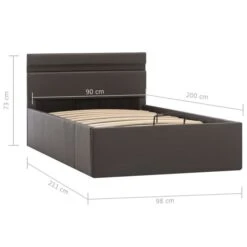 Cadre De Lit à Rangement Avec LED Gris Similicuir 90x200 Cm -Pas Cher Lit Magasin cadre de lit a rangement avec led gris similicuir 90x200 cm 3666722495493 632739