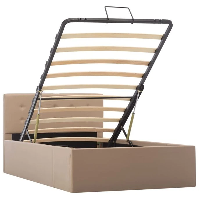 Cadre De Lit à Stockage Cappuccino Similicuir 100x200cm 4 Cadre De Lit à Stockage Cappuccino Similicuir 100x200cm – Image 2