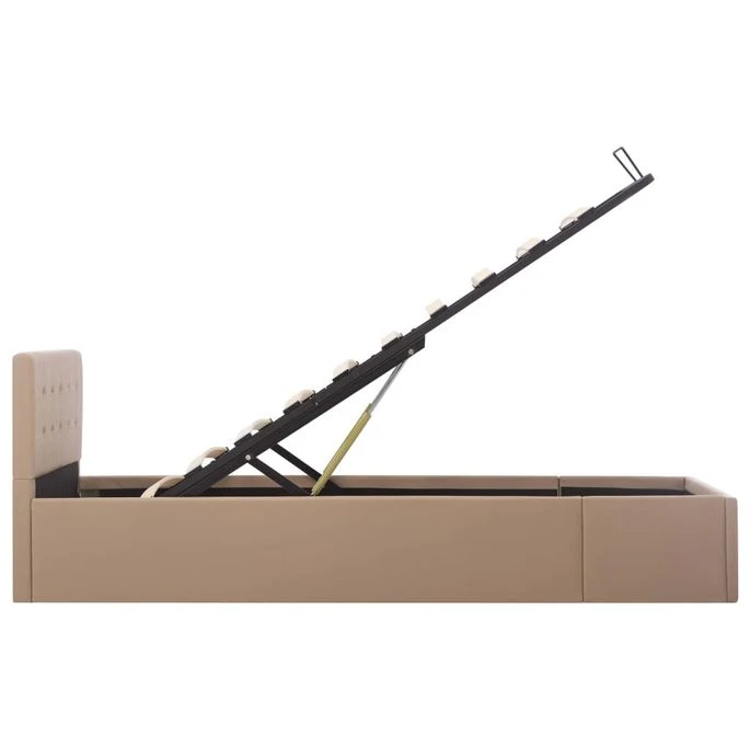 Cadre De Lit à Stockage Cappuccino Similicuir 100x200cm 8 Cadre De Lit à Stockage Cappuccino Similicuir 100x200cm – Image 6