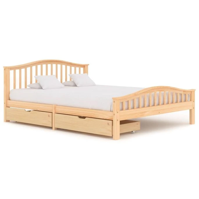 Cadre De Lit Avec 2 Tiroirs Bois De Pin Massif 160x200 Cm 5 3 Cadre De Lit Avec 2 Tiroirs Bois De Pin Massif 160x200 Cm 5
