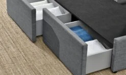 Cadre De Lit Avec Coffre Et 2 Tiroirs 140x190 Cm Tissu Lin Gris Foncé Karmi -Pas Cher Lit Magasin cadre de lit avec coffre et 2 tiroirs 140x190 cm tissu lin gris fonce lagertha 3557630029668 395055