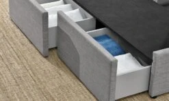 Cadre De Lit Avec Coffre Et 2 Tiroirs 140x190 Cm Tissu Lin Gris Clair Karmi -Pas Cher Lit Magasin cadre de lit avec coffre et 2 tiroirs 140x190 cm tissu lin gris lagertha 3557630029637 395061