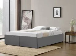 Cadre De Lit Avec Coffre Et 2 Tiroirs 160x200 Cm Simili Cuir Gris Karmi -Pas Cher Lit Magasin cadre de lit avec coffre et 2 tiroirs 160x200 cm simili cuir gris karmi 3557630033399 688809