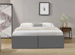 Cadre De Lit Avec Coffre Et 2 Tiroirs 160x200 Cm Simili Cuir Gris Karmi -Pas Cher Lit Magasin cadre de lit avec coffre et 2 tiroirs 160x200 cm simili cuir gris karmi 3557630033399 688810