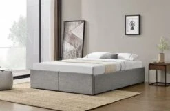 Cadre De Lit Avec Coffre Et 2 Tiroirs 160x200 Cm Tissu Lin Gris Clair Karmi -Pas Cher Lit Magasin cadre de lit avec coffre et 2 tiroirs 160x200 cm tissu lin gris clair karmi 3557630029644 328619