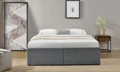 Cadre De Lit Avec Coffre Et 2 Tiroirs 160x200 Cm Tissu Lin Gris Foncé Karmi -Pas Cher Lit Magasin cadre de lit avec coffre et 2 tiroirs 160x200 cm tissu lin gris fonce karmi 3557630029675 570737