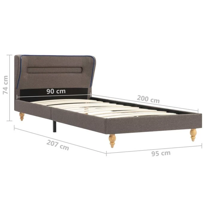 Cadre De Lit Avec LED Taupe Tissu 90 X 200 Cm 2 11 Cadre De Lit Avec LED Taupe Tissu 90 X 200 Cm 2 – Image 9