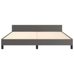 Cadre De Lit Avec Tête De Lit Gris 160x200 Cm Similicuir 2 -Pas Cher Lit Magasin cadre de lit avec tete de lit gris 160x200 cm similicuir 8720287440192 1459022
