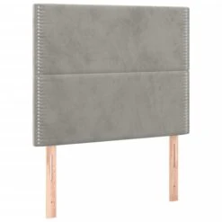 Cadre De Lit Avec Tête De Lit Gris Clair 90x200 Cm Velours 2 -Pas Cher Lit Magasin cadre de lit avec tete de lit gris clair 90x200 cm velours 3666722899451 1484369