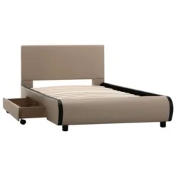 Cadre De Lit Avec Tiroirs Cappuccino Similicuir 90 X 200 Cm -Pas Cher Lit Magasin cadre de lit avec tiroirs cappuccino similicuir 90 x 200 cm 8719883698915 630602