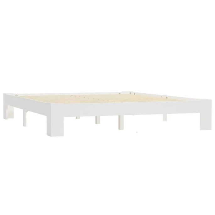 Cadre De Lit Blanc Bois De Pin Massif 160 X 200 Cm 6 4 Cadre De Lit Blanc Bois De Pin Massif 160 X 200 Cm 6 – Image 2