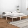 Cadre De Lit Blanc Bois De Pin Massif 200x200 Cm 4