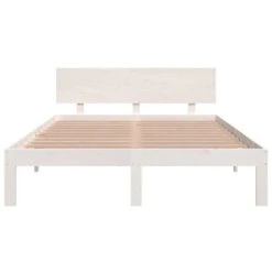 Cadre De Lit Blanc Bois Massif 150x200 Cm Très Grand 4 -Pas Cher Lit Magasin cadre de lit blanc bois massif 150x200 cm tres grand 3666722113977 1381319
