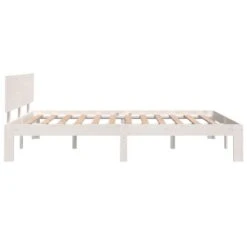 Cadre De Lit Blanc Bois Massif 150x200 Cm Très Grand 4 -Pas Cher Lit Magasin cadre de lit blanc bois massif 150x200 cm tres grand 3666722113977 1381320