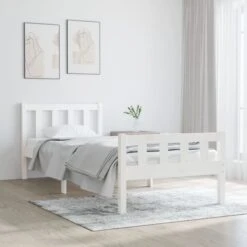 Produits populaires 19 Cadre De Lit Blanc Bois Massif 90x190 Cm Simple 4