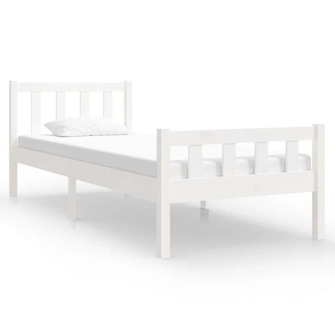 Cadre De Lit Blanc Bois Massif 90x190 Cm Simple 4 4 Cadre De Lit Blanc Bois Massif 90x190 Cm Simple 4 – Image 2