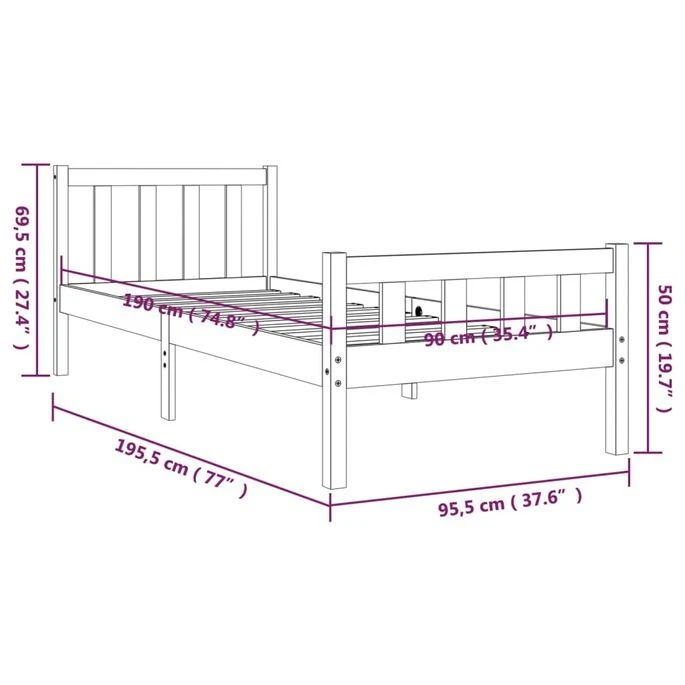 Cadre De Lit Blanc Bois Massif 90x190 Cm Simple 4 11 Cadre De Lit Blanc Bois Massif 90x190 Cm Simple 4 – Image 9