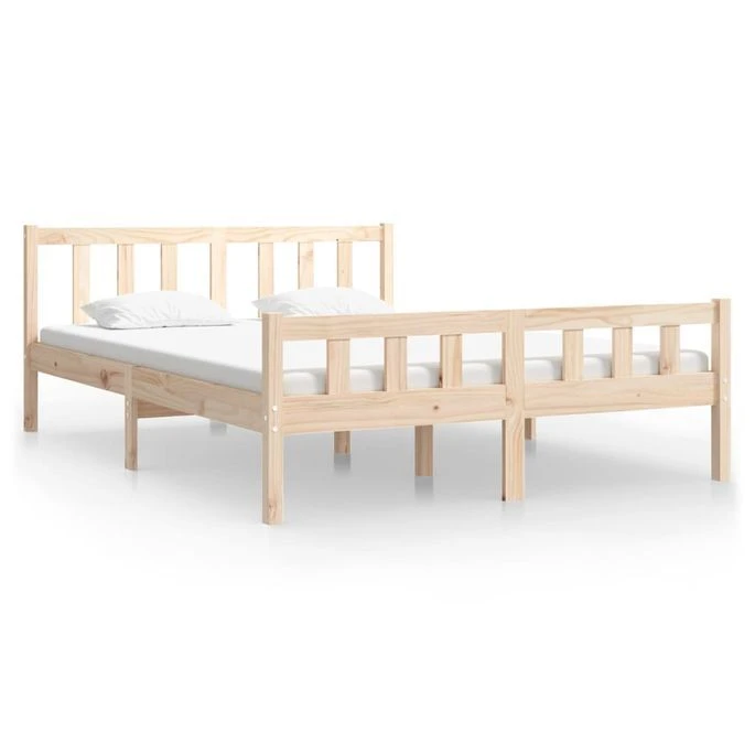 Cadre De Lit Bois Massif 135x190 Cm Double 4 4 Cadre De Lit Bois Massif 135x190 Cm Double 4 – Image 2
