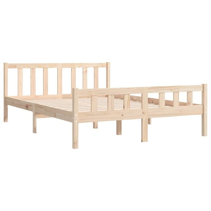 Cadre De Lit Bois Massif 135x190 Cm Double 4 6 Cadre De Lit Bois Massif 135x190 Cm Double 4 – Image 4