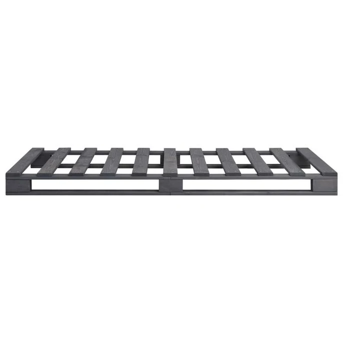 Cadre De Lit De Palette Gris Bois De Pin Massif 100 X 200 Cm 6 Cadre De Lit De Palette Gris Bois De Pin Massif 100 X 200 Cm – Image 4