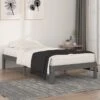 Cadre De Lit Gris Bois Massif 90x190 Cm Simple 3