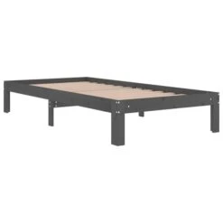 Cadre De Lit Gris Bois Massif 90x190 Cm Simple 3 -Pas Cher Lit Magasin cadre de lit gris bois massif 90x190 cm simple 3666722622592 1398553