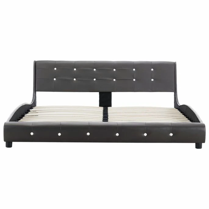 Cadre De Lit Gris Similicuir 150x200 Cm 6 Cadre De Lit Gris Similicuir 150x200 Cm – Image 4