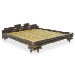 Cadre De Lit Marron Foncé Bambou 160 X 200 Cm