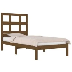 Cadre De Lit Marron Miel Bois Massif 75x190 Cm Petit Simple 3 -Pas Cher Lit Magasin cadre de lit marron miel bois massif 75x190 cm petit simple 3666722744089 1432318