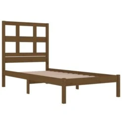 Cadre De Lit Marron Miel Bois Massif 75x190 Cm Petit Simple 3 -Pas Cher Lit Magasin cadre de lit marron miel bois massif 75x190 cm petit simple 3666722744089 1432319