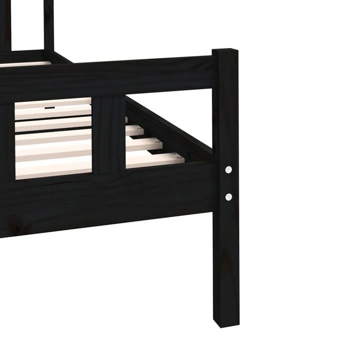 Cadre De Lit Noir Bois Massif 100x200 Cm 2 9 Cadre De Lit Noir Bois Massif 100x200 Cm 2 – Image 7