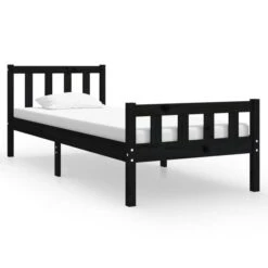 Produits populaires -Pas Cher Lit Magasin cadre de lit noir bois massif 90x190 cm simple 3666722113823 1381443