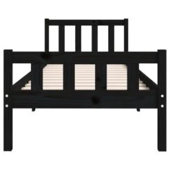 Cadre De Lit Noir Bois Massif 90x190 Cm Simple 6 -Pas Cher Lit Magasin cadre de lit noir bois massif 90x190 cm simple 3666722113823 1381446
