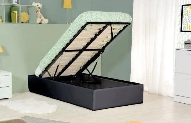 Cadre De Lit Simili Noir Avec Rangement Studi 90 4 Cadre De Lit Simili Noir Avec Rangement Studi 90 – Image 2