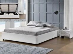 Cadre Lit Coffre Simili Cuir Blanc Break 140x190 Cm -Pas Cher Lit Magasin cadre lit coffre simili cuir blanc break 140x190 cm 3557630017009 689233