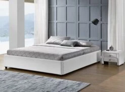 Cadre Lit Coffre Simili Cuir Blanc Break 140x190 Cm