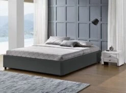 Cadre Lit Coffre Simili Cuir Gris Break 140x190 Cm