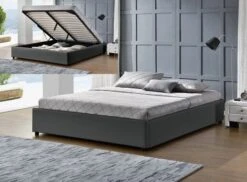 Cadre Lit Coffre Simili Cuir Gris Break 140x190 Cm -Pas Cher Lit Magasin cadre lit coffre simili cuir gris break 140x190 cm 3557630017061 689237