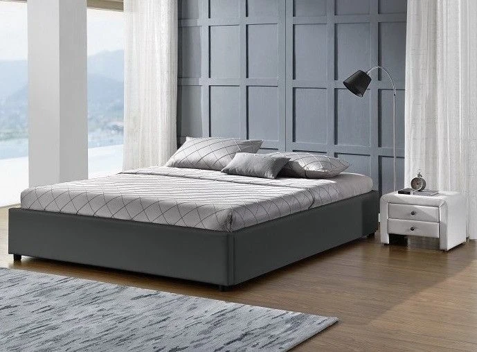 Cadre Lit Coffre Simili Cuir Gris Break 160x200 Cm 3 Cadre Lit Coffre Simili Cuir Gris Break 160x200 Cm