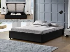 Cadre Lit Coffre Simili Cuir Noir Break 140x190 Cm -Pas Cher Lit Magasin cadre lit coffre simili cuir noir break 140x190 cm 3557630017023 689241