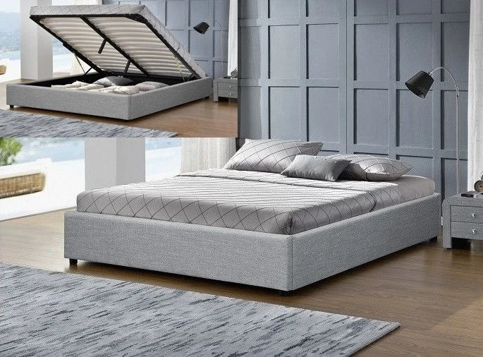 Cadre Lit Coffre Tissu Gris Clair Break 160x200 Cm 5 Cadre Lit Coffre Tissu Gris Clair Break 160x200 Cm – Image 3