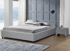 Cadre Lit Coffre Tissu Gris Clair Break 160x200 Cm