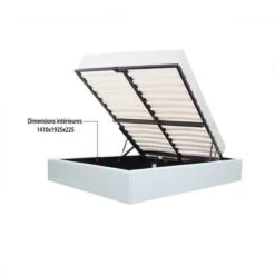 ECLIPSE Lit Adulte 140x190 Cm Avec Coffre De Rangement - Simili Blanc -Pas Cher Lit Magasin eclipse lit adulte 140x190 cm avec coffre de rangement simili blanc 3612400684208 1137112