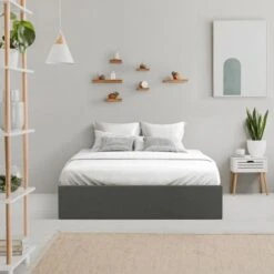 ECLIPSE Lit Coffre Adulte - Tissu Gris Foncé - Sommier Inclus - L 140 X L 190 Cm -Pas Cher Lit Magasin eclipse lit coffre adulte tissu gris fonce sommier inclus l 140 x l 190 cm 3612400684178 759762